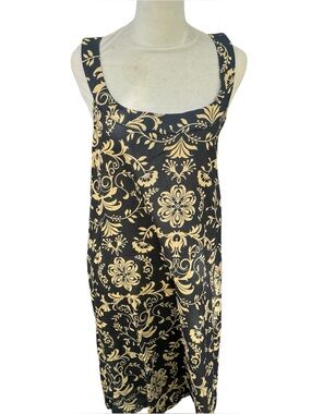 Sunshine Raised Black Gold Floral Damask Summer Swim Cover Womens Dress XL